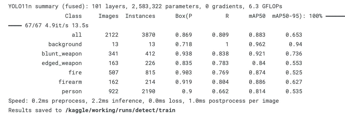 Kaggle Yollo11n Summary